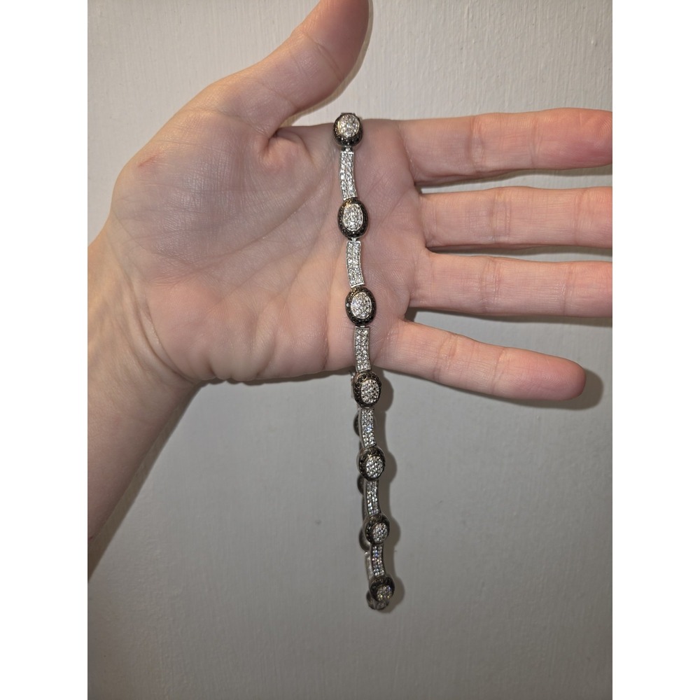 Sterling Silver .925 And Black Spinel Necklace. 16 Inches. 1.2 Ozt - Picture 7 of 9